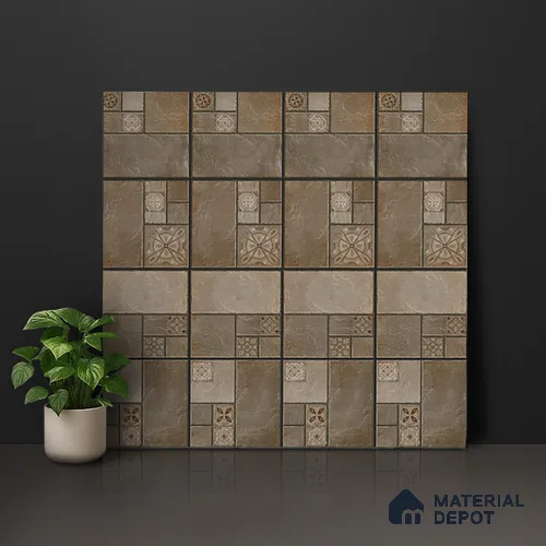 Stone Floor Tile TL 00012 Venice Walnut 2 ft x 2 ft Matte Finish Anti Skid Outdoor Parking Vitrified Tile - 12 mm | Suitable for Parking, Balcony, Terrace & Coutyard