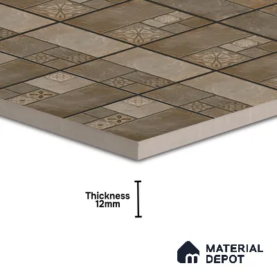 Stone Floor Tile TL 00012 Venice Walnut 2 ft x 2 ft Matte Finish Anti Skid Vitrified Tile - 12 mm | Suitable for Balcony, Terrace & Coutyard