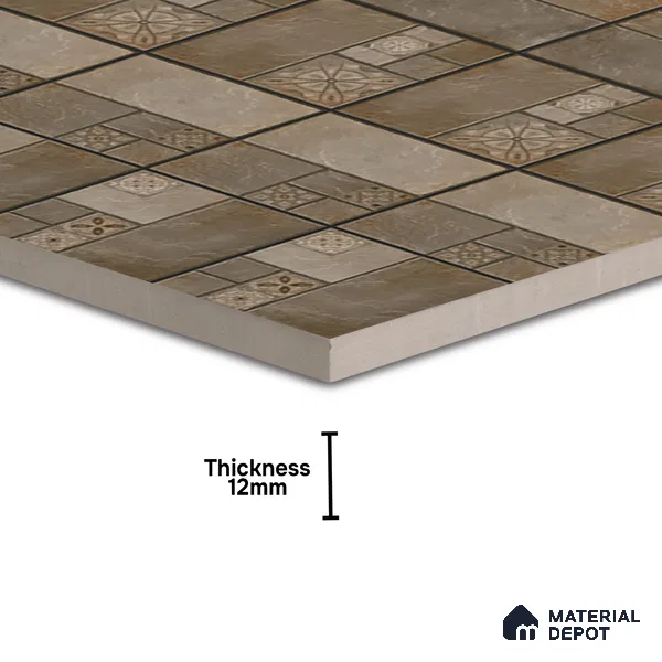Stone Floor Tile TL 00012 Venice Walnut 2 ft x 2 ft Matte Finish Anti Skid Vitrified Tile - 12 mm | Suitable for Balcony, Terrace & Coutyard