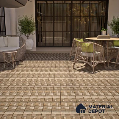 Stone Floor Tile TL 00012 Venice Walnut 2 ft x 2 ft Matte Finish Anti Skid Vitrified Tile - 12 mm | Suitable for Balcony, Terrace & Coutyard