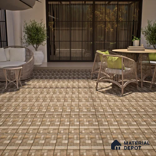 Stone Floor Tile TL 00012 Venice Walnut 2 ft x 2 ft Matte Finish Anti Skid Outdoor Parking Vitrified Tile - 12 mm  | Suitable for Parking, Balcony, Terrace & Coutyard