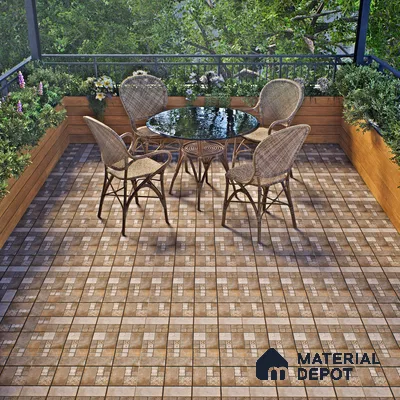 Stone Floor Tile TL 00012 Venice Walnut 2 ft x 2 ft Matte Finish Anti Skid Vitrified Tile - 12 mm | Suitable for Balcony, Terrace & Coutyard