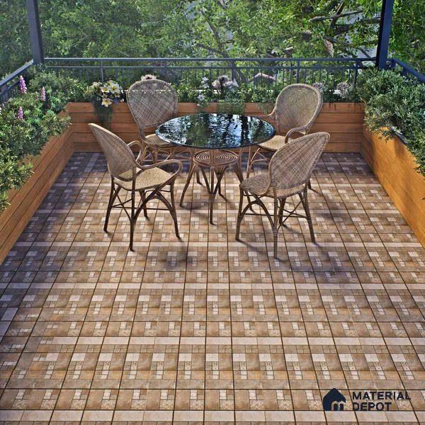 Stone Floor Tile TL 00012 Venice Walnut 2 ft x 2 ft Matte Finish Anti Skid Vitrified Tile - 12 mm | Suitable for Balcony, Terrace & Coutyard