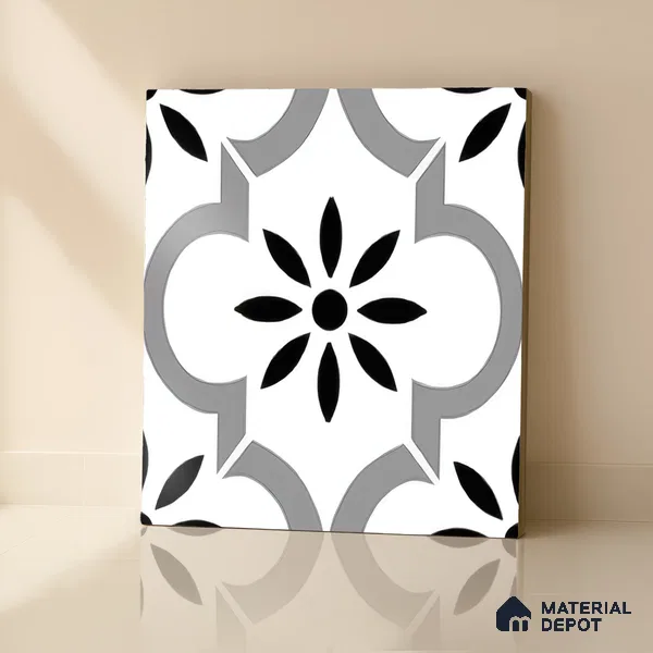 Moroccan Wall & Floor Tile TL 04938 Marrakech Minimalistic Moreno 1 ft x 1 ft Ceramic Matte Finish - 9 mm | Suitable for Bathroom, Kitchen, Dining Area | Please Expect a Slight Variation of Pattern (Sample)
