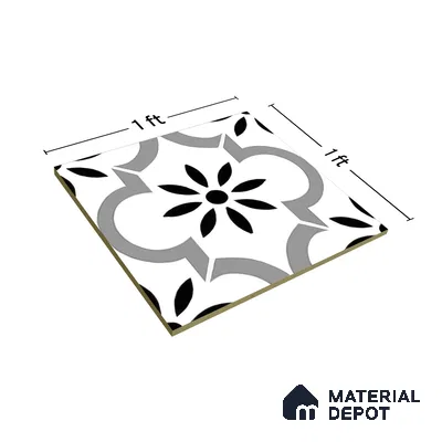 Moroccan Wall & Floor Tile TL 04938 Marrakech Minimalistic Moreno 1 ft x 1 ft Ceramic Matte Finish - 9 mm | Suitable for Bathroom, Kitchen, Dining Area | Please Expect a Slight Variation of Pattern (Sample)