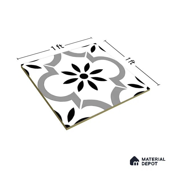Moroccan Wall & Floor Tile TL 04938 Marrakech Minimalistic Moreno 1 ft x 1 ft Ceramic Matte Finish - 9 mm | Suitable for Bathroom, Kitchen, Dining Area | Please Expect a Slight Variation of Pattern (Sample)