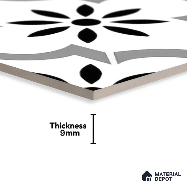 Moroccan Wall & Floor Tile TL 04938 Marrakech Minimalistic Moreno 1 ft x 1 ft Ceramic Matte Finish - 9 mm | Suitable for Bathroom, Kitchen, Dining Area | Please Expect a Slight Variation of Pattern (Sample)