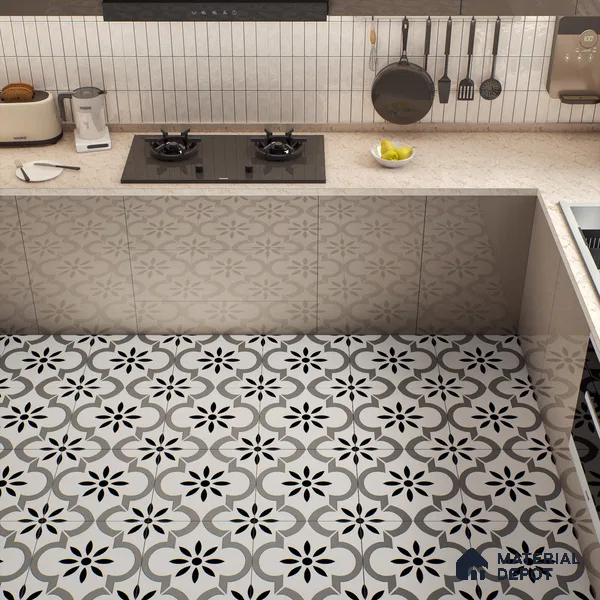Moroccan Wall & Floor Tile TL 04938 Marrakech Minimalistic Moreno 1 ft x 1 ft Ceramic Matte Finish - 9 mm | Suitable for Bathroom, Kitchen, Dining Area | Please Expect a Slight Variation of Pattern (Sample)