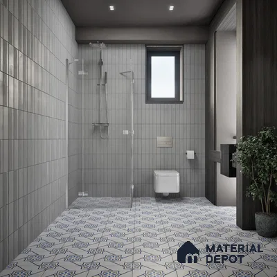 Moroccan Wall & Floor Tile TL 04939 Marrakech Blossom Blues 1 ft x 1 ft Ceramic Matte Finish - 9 mm | Suitable for Bathroom, Kitchen, Balcony | Please Expect a Slight Variation of Pattern (Sample)