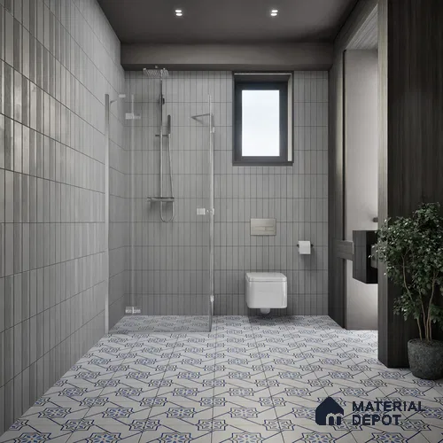 Moroccan Wall & Floor Tile TL 04939 Marrakech Blossom Blues 1 ft x 1 ft Ceramic Matte Finish - 9 mm | Suitable for Bathroom, Kitchen, Balcony | Please Expect a Slight Variation of Pattern