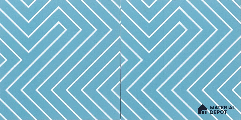 Abstract Wall & Floor Tile TL 04941 Marrakech Lines Blue 1 ft x 1 ft Ceramic Matte Finish - 9 mm | Suitable for Living Room, Bedroom, Bathroom, Courtyard, Balcony | Please Expect a Slight Variation of Pattern (Sample)