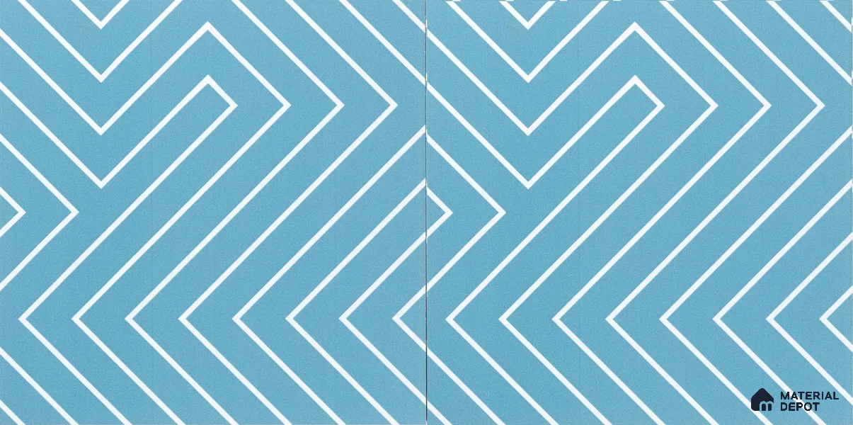 Abstract Wall & Floor Tile TL 04941 Marrakech Lines Blue 1 ft x 1 ft Ceramic Matte Finish - 9 mm | Suitable for Living Room, Bedroom, Bathroom, Courtyard, Balcony | Please Expect a Slight Variation of Pattern (Sample)
