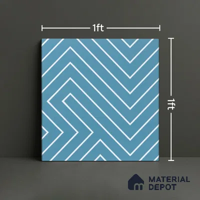 Abstract Wall & Floor Tile TL 04941 Marrakech Lines Blue 1 ft x 1 ft Ceramic Matte Finish - 9 mm | Suitable for Living Room, Bedroom, Bathroom, Courtyard, Balcony | Please Expect a Slight Variation of Pattern (Sample)