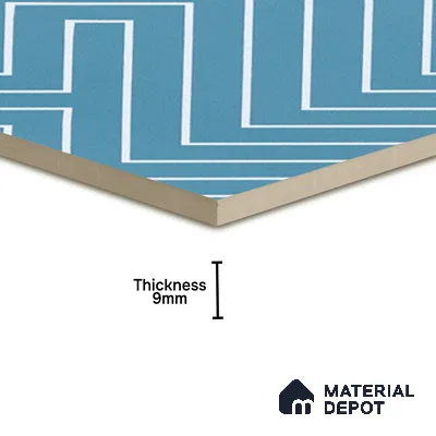 Abstract Wall & Floor Tile TL 04941 Marrakech Lines Blue 1 ft x 1 ft Ceramic Matte Finish - 9 mm | Suitable for Living Room, Bedroom, Bathroom, Courtyard, Balcony | Please Expect a Slight Variation of Pattern (Sample)