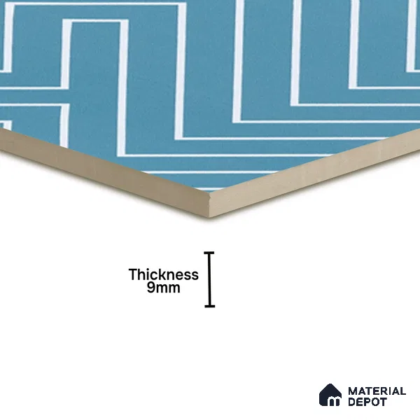 Abstract Wall & Floor Tile TL 04941 Marrakech Lines Blue 1 ft x 1 ft Ceramic Matte Finish - 9 mm | Suitable for Living Room, Bedroom, Bathroom, Courtyard, Balcony | Please Expect a Slight Variation of Pattern (Sample)