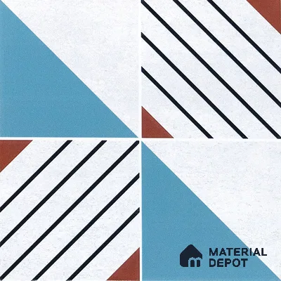 Abstract Wall & Floor Tile TL 04942 Marrakech Ocean White 1 ft x 1 ft Ceramic Matte Finish - 9 mm | Random 2 | Suitable for Living Room, Bedroom, Bathroom, Courtyard, Balcony | Please Expect a Slight Variation of Pattern (Sample)