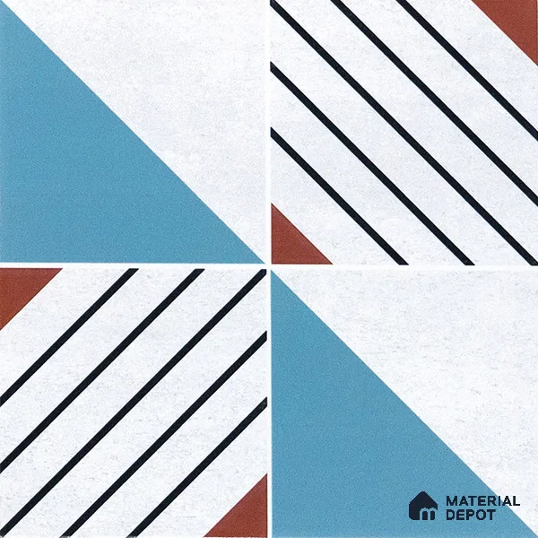 Abstract Wall & Floor Tile TL 04942 Marrakech Ocean White 1 ft x 1 ft Ceramic Matte Finish - 9 mm | Random 2 | Suitable for Living Room, Bedroom, Bathroom, Courtyard, Balcony | Please Expect a Slight Variation of Pattern (Sample)