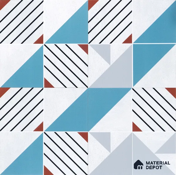 Abstract Wall & Floor Tile TL 04942 Marrakech Ocean White 1 ft x 1 ft Ceramic Matte Finish - 9 mm | Random 2 | Suitable for Living Room, Bedroom, Bathroom, Courtyard, Balcony | Please Expect a Slight Variation of Pattern (Sample)