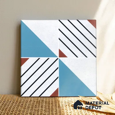 Abstract Wall & Floor Tile TL 04942 Marrakech Ocean White 1 ft x 1 ft Ceramic Matte Finish - 9 mm | Random 2 | Suitable for Living Room, Bedroom, Bathroom, Courtyard, Balcony | Please Expect a Slight Variation of Pattern (Sample)