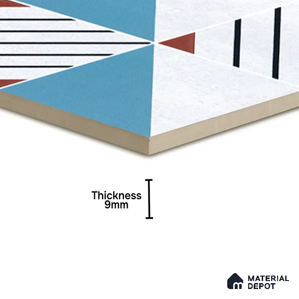 Abstract Wall & Floor Tile TL 04942 Marrakech Ocean White 1 ft x 1 ft Ceramic Matte Finish - 9 mm | Random 2 | Suitable for Living Room, Bedroom, Bathroom, Courtyard, Balcony | Please Expect a Slight Variation of Pattern (Sample)