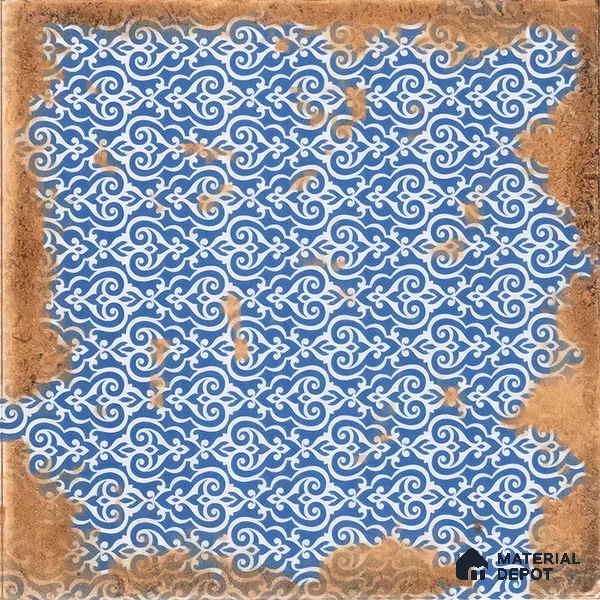 Moroccan Wall & Floor Tile TL 04951 Riad Rustic Decor Mud Brown Azul 1 ft x 1 ft Ceramic Matte Finish - 9 mm | Suitable for Bathroom, Kitchen, Balcony | Please Expect a Slight Variation of Pattern (Sample)