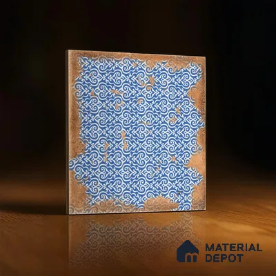 Moroccan Wall & Floor Tile TL 04951 Riad Rustic Decor Mud Brown Azul 1 ft x 1 ft Ceramic Matte Finish - 9 mm | Suitable for Bathroom, Kitchen, Balcony | Please Expect a Slight Variation of Pattern (Sample)