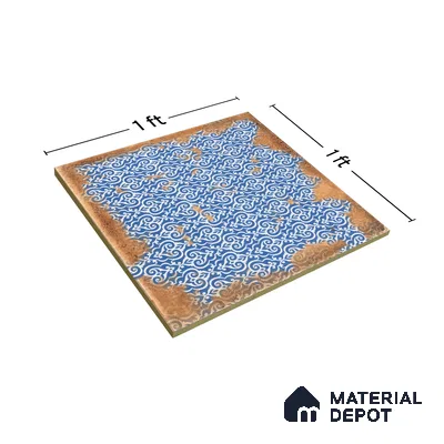 Moroccan Wall & Floor Tile TL 04951 Riad Rustic Decor Mud Brown Azul 1 ft x 1 ft Ceramic Matte Finish - 9 mm | Suitable for Bathroom, Kitchen, Balcony | Please Expect a Slight Variation of Pattern (Sample)
