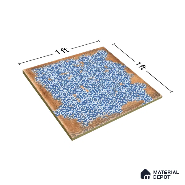 Moroccan Wall & Floor Tile TL 04951 Riad Rustic Decor Mud Brown Azul 1 ft x 1 ft Ceramic Matte Finish - 9 mm | Suitable for Bathroom, Kitchen, Balcony | Please Expect a Slight Variation of Pattern (Sample)