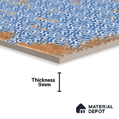 Moroccan Wall & Floor Tile TL 04951 Riad Rustic Decor Mud Brown Azul 1 ft x 1 ft Ceramic Matte Finish - 9 mm | Suitable for Bathroom, Kitchen, Balcony | Please Expect a Slight Variation of Pattern (Sample)