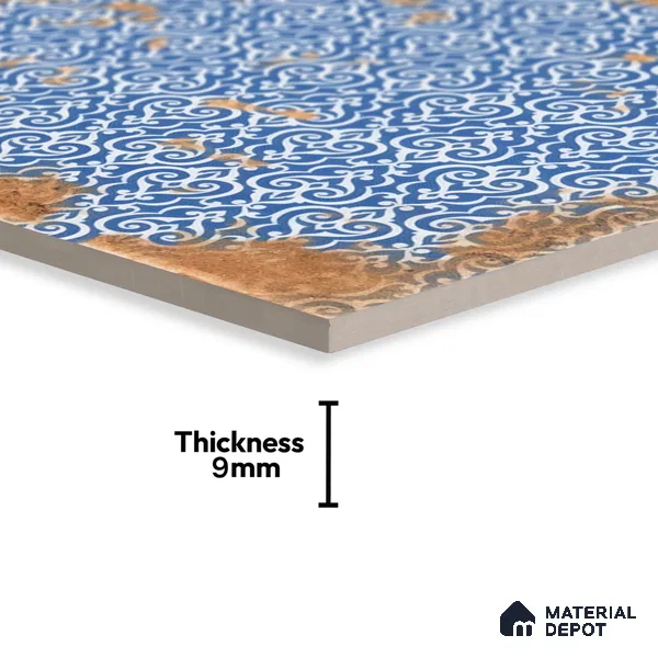 Moroccan Wall & Floor Tile TL 04951 Riad Rustic Decor Mud Brown Azul 1 ft x 1 ft Ceramic Matte Finish - 9 mm | Suitable for Bathroom, Kitchen, Balcony | Please Expect a Slight Variation of Pattern (Sample)