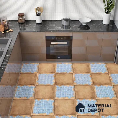 Moroccan Wall & Floor Tile TL 04951 Riad Rustic Decor Mud Brown Azul 1 ft x 1 ft Ceramic Matte Finish - 9 mm | Suitable for Bathroom, Kitchen, Balcony | Please Expect a Slight Variation of Pattern (Sample)