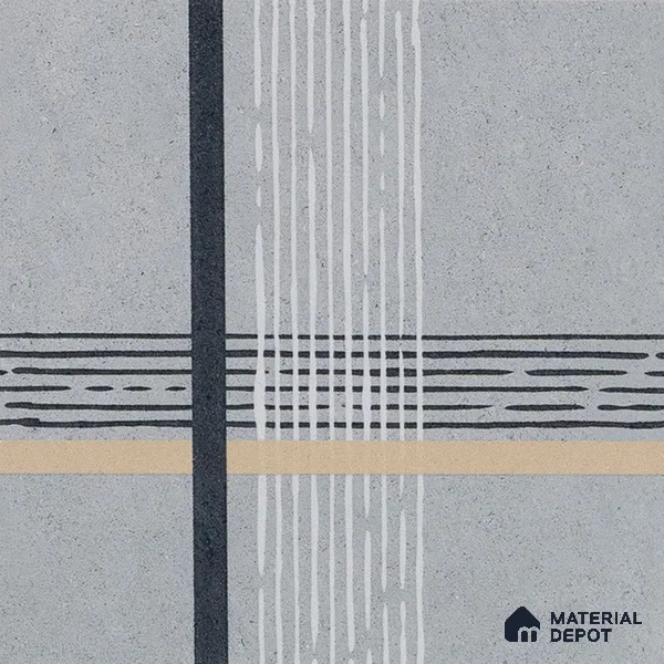 Abstract Wall & Floor Tile TL 04954 Marrakech Nordish Linea 1 ft x 1 ft Ceramic Matte Finish - 9 mm | Random 2 | Suitable for Living Room, Bedroom, Bathroom, Courtyard, Balcony | Please Expect a Slight Variation of Pattern (Sample)