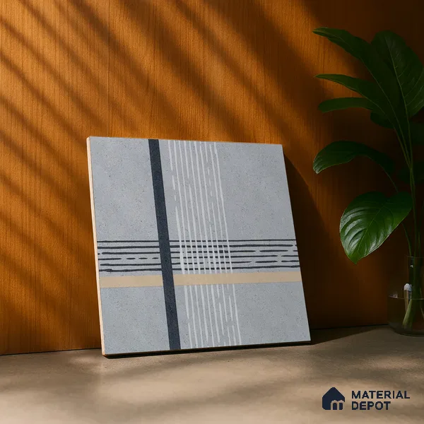 Abstract Wall & Floor Tile TL 04954 Marrakech Nordish Linea 1 ft x 1 ft Ceramic Matte Finish - 9 mm | Random 2 | Suitable for Living Room, Bedroom, Bathroom, Courtyard, Balcony | Please Expect a Slight Variation of Pattern (Sample)