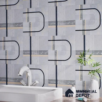Abstract Wall & Floor Tile TL 04954 Marrakech Nordish Linea 1 ft x 1 ft Ceramic Matte Finish - 9 mm | Random 2 | Suitable for Living Room, Bedroom, Bathroom, Courtyard, Balcony | Please Expect a Slight Variation of Pattern (Sample)