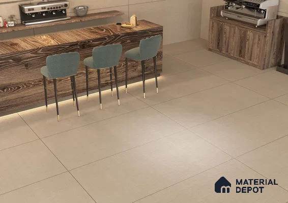 Modern Coffee Bar with Elegant Beige Tiles | Material Depot