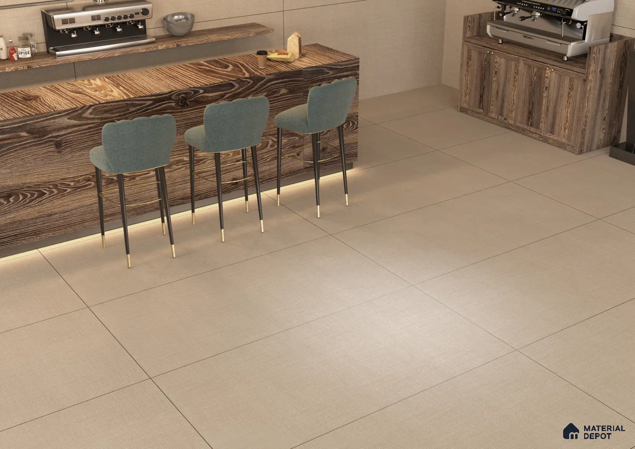 Modern Coffee Bar with Elegant Beige Tiles | Material Depot