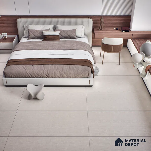 Fabric Floor & Wall Tile TL 06092 B Fabrica Bone 4 ft x 2 ft Vitrified Matte Finish - 9 mm | 8 Random Design | Suitable For Living Room, Bedroom, Bathroom, Kitchen (Sample)