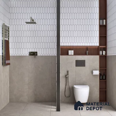 Fabric Wall & Floor Tile TL 06092 D Fabrica Grigio 4 ft x 2 ft Vitrified Matte Finish - 9 mm | 8 Random Design | Suitable For Living Room, Bedroom, Bathroom, Kitchen (Sample)