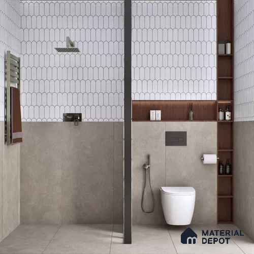 Fabric Wall & Floor Tile TL 06092 D Fabrica Grigio 4 ft x 2 ft Vitrified Matte Finish - 9 mm | 8 Random Design | Suitable For Living Room, Bedroom, Bathroom, Kitchen