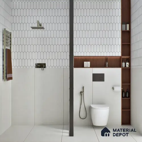 Fabric Floor & Wall Tile TL 06092 Fabrica Bianco 4 ft x 2 ft Vitrified Matte Finish - 9 mm | 8 Random Design | Suitable For Living Room, Bedroom, Bathroom, Kitchen