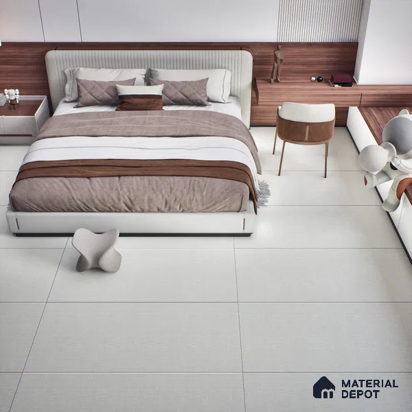 Fabric Floor & Wall Tile TL 06092 Fabrica Bianco 4 ft x 2 ft Vitrified Matte Finish - 9 mm | 8 Random Design | Suitable For Living Room, Bedroom, Bathroom, Kitchen (Sample)
