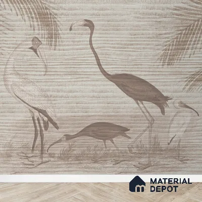 Faded Flamingo Design Wallpaper, Customized Sukoon Series Canvas Abstract Design (Customised Size Wallpaper)