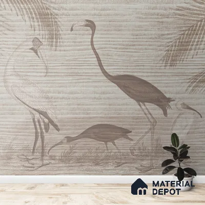Faded Flamingo Design Wallpaper, Customized Sukoon Series Soft Feel Abstract Design (Customised Size Wallpaper)