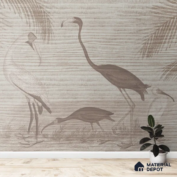 Faded Flamingo Design Wallpaper, Customized Sukoon Series Soft Feel Abstract Design (Customised Size Wallpaper)