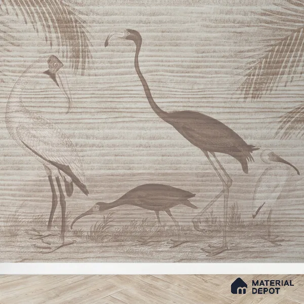 Faded Flamingo Design Wallpaper, Customized Sukoon Series Soft Feel Abstract Design (Customised Size Wallpaper)
