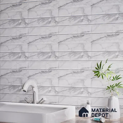 Faux Subway Wall Tile TL 08503 1 ft x 1 ft Glue Matte Finish Ceramic Tile - 10 mm | Suitable for Kitchen, Bathroom & Dining Area | Please Expect a Slight Variation of Pattern