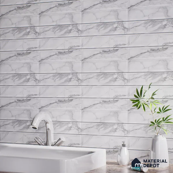 Faux Subway Wall Tile TL 08503 1 ft x 1 ft Glue Matte Finish Ceramic Tile - 10 mm | Suitable for Kitchen, Bathroom & Dining Area | Please Expect a Slight Variation of Pattern