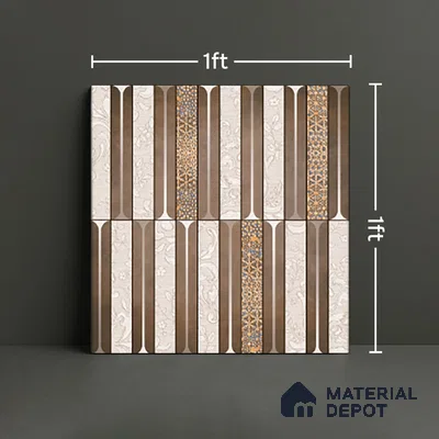 Faux Subway Wall Tile TL 08501 B 1 ft x 1 ft Glue Matte Finish Ceramic Tile - 10 mm | Suitable for Kitchen, Bathroom & Dining Area | Please Expect a Slight Variation of Pattern