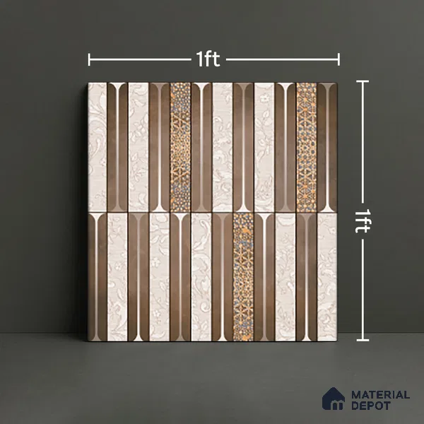 Faux Subway Wall Tile TL 08501 B 1 ft x 1 ft Glue Matte Finish Ceramic Tile - 10 mm | Suitable for Kitchen, Bathroom & Dining Area | Please Expect a Slight Variation of Pattern
