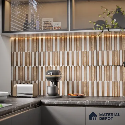 Faux Subway Wall Tile TL 08501 B 1 ft x 1 ft Glue Matte Finish Ceramic Tile - 10 mm | Suitable for Kitchen, Bathroom & Dining Area | Please Expect a Slight Variation of Pattern